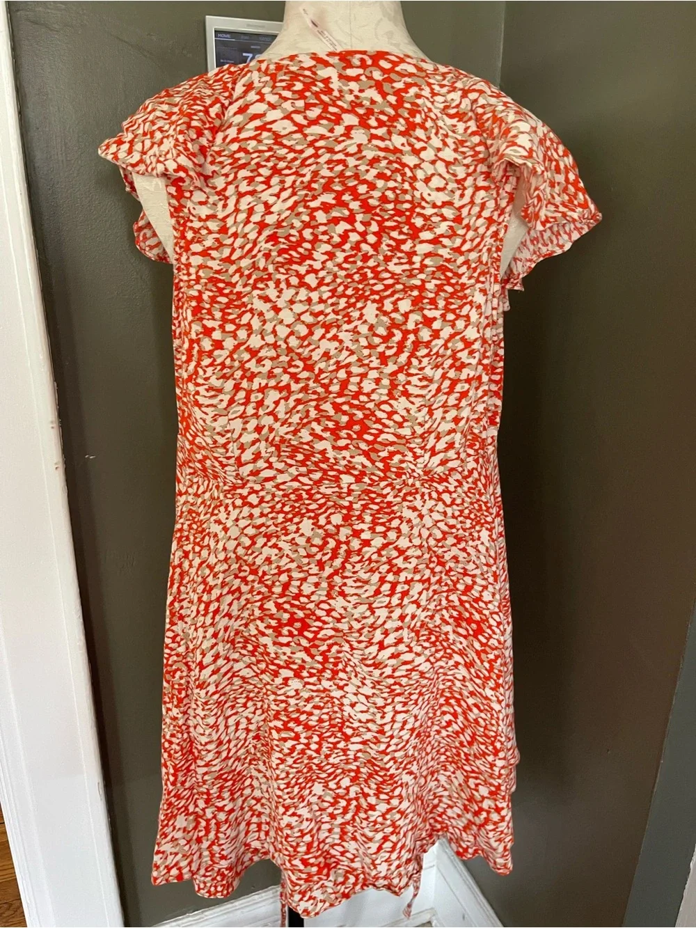 Free People Orange and White Ruffle Wrap Mini Dress